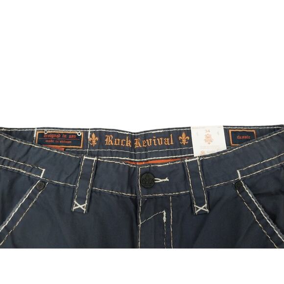 Rock Revival Mens Size 34 Classic Cargo 23 Shorts Thick Stitch Embroidered NWT - Picture 6 of 7